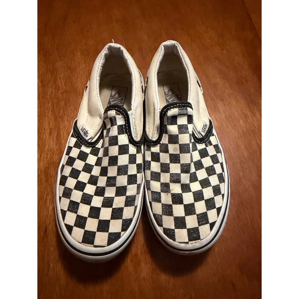 Vans Kids Classic Slip-On Checkerboard Black White Sneakers Size 2.5 721356